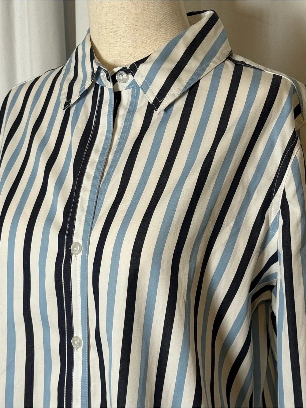 Tyler Boe Awning Stripe Button Down Shirt NWT Size Small Blue Multi - Picture 6 of 11
